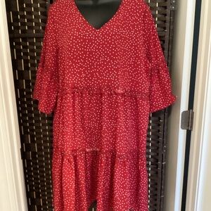 V- NECK  SWING A-LINE KNEE LENGTH DRESS (Size:  Large )